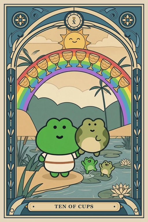 컵 10 카드 그림 (치니파이 친구들 덱)